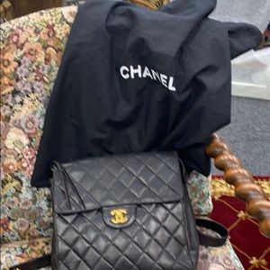 Vintage Chanel kid leather quilted backpack